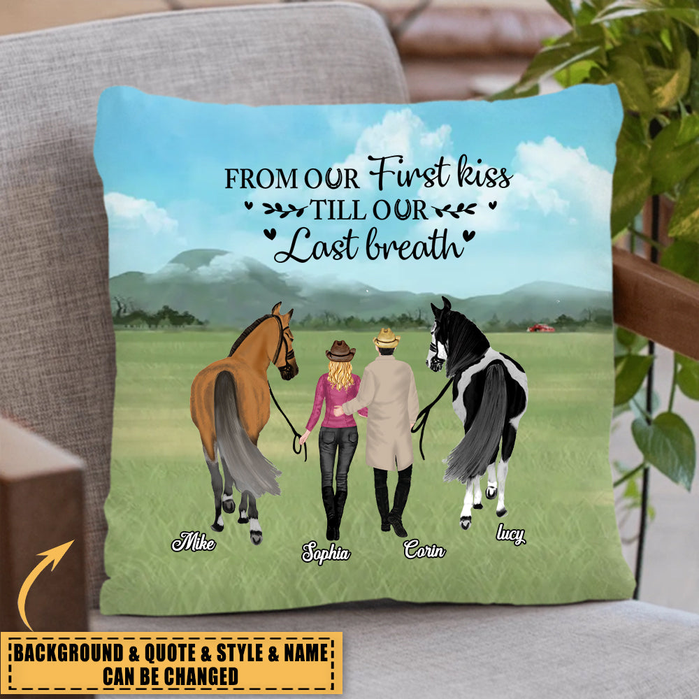 Custom Personalized Horse Couple Pillow-Best Gift For Couple, Lover-You And Me And The Horses