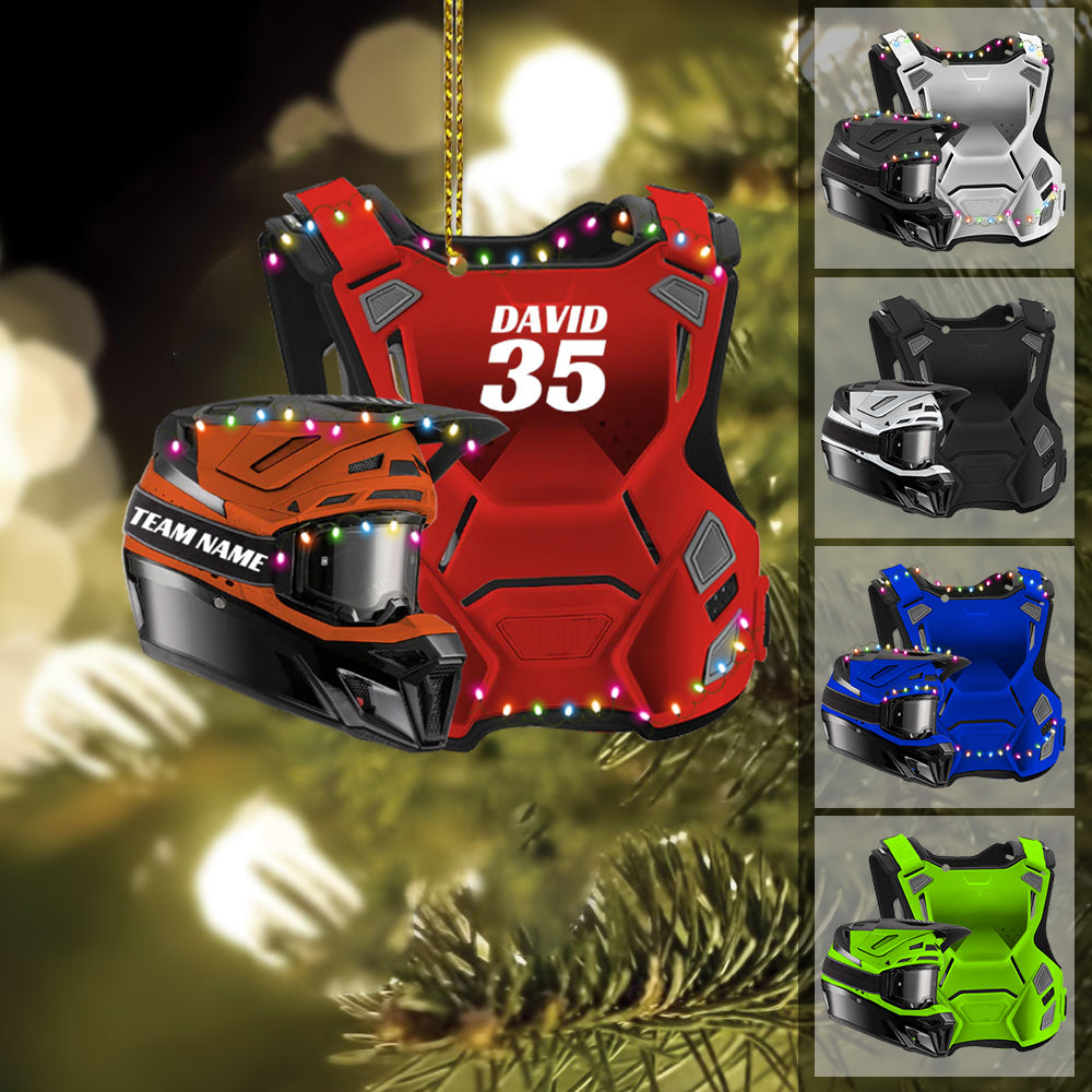 Motocross Chest Protector And Helmet Personalized Flat Ornament