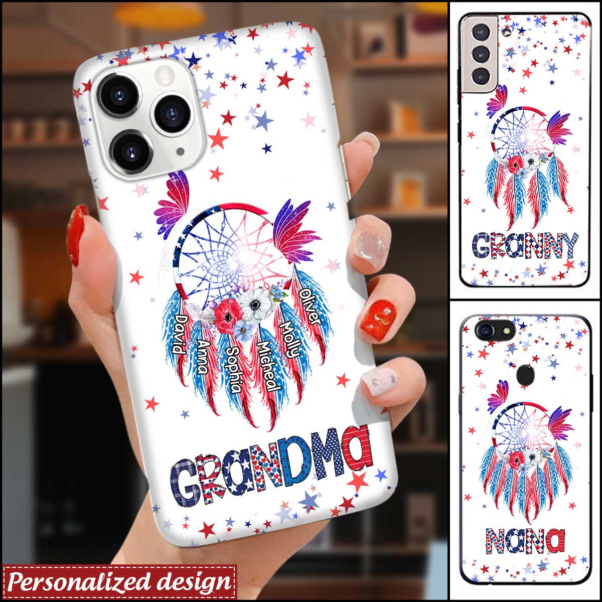 Personalized Grandma American Flag Dreamcatcher Phone case