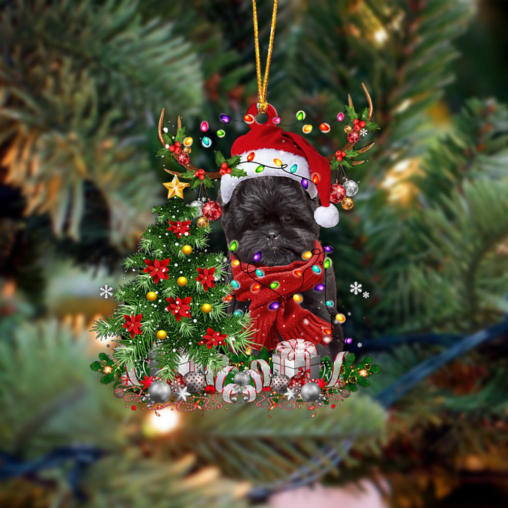 Affenpinscher-Reindeer Christmas-Two Sided Ornament