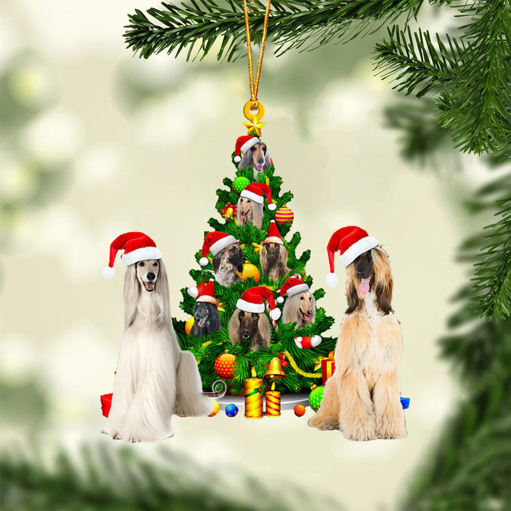 Afghan Hound-Xmas Tree&Dog-Two Sided Ornament