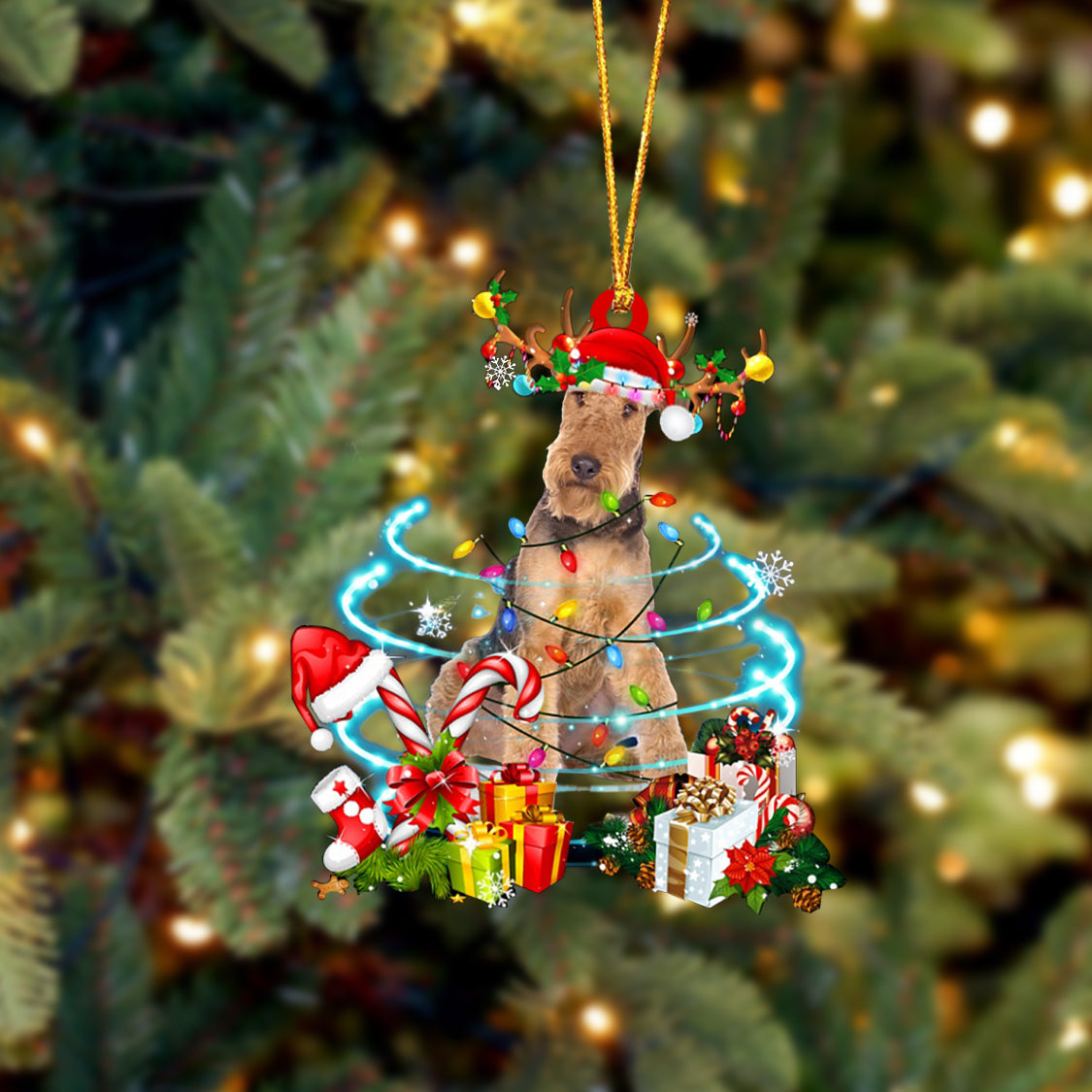 Airedale Terrier-Christmas Candy&Gift-Two Sided Ornament