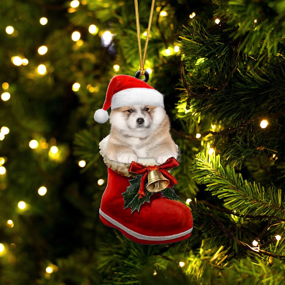 Akita Inu-In Santa Boot Christmas-Two Sided Ornament