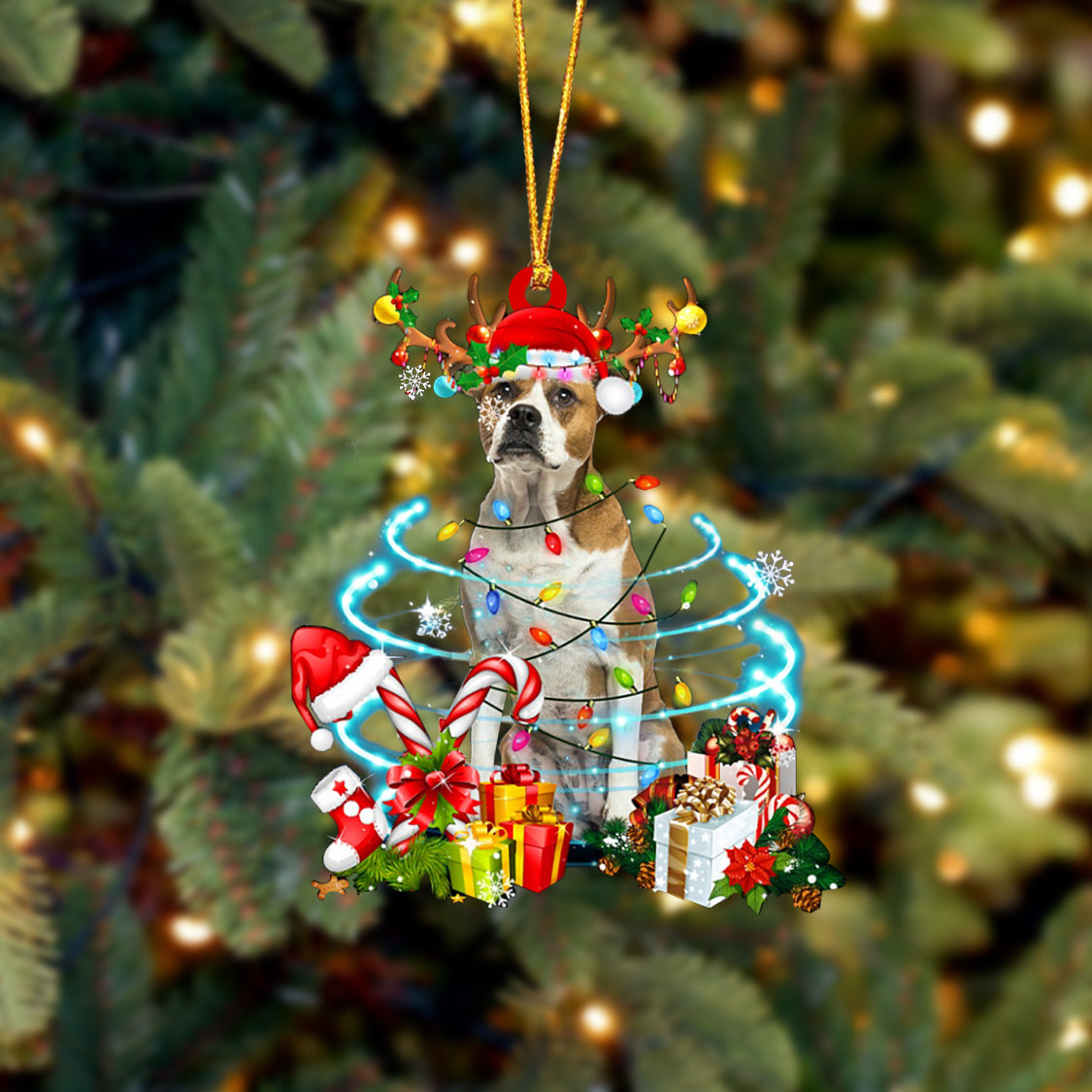 American Bulldog-Christmas Candy&Gift-Two Sided Ornament
