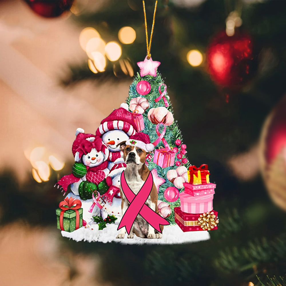 American Bulldog 1-Christmas in Pink-Two Sided Ornament