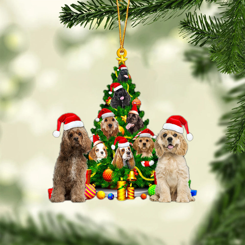 American Cocker Spaniel-Xmas Tree&Dog-Two Sided Ornament