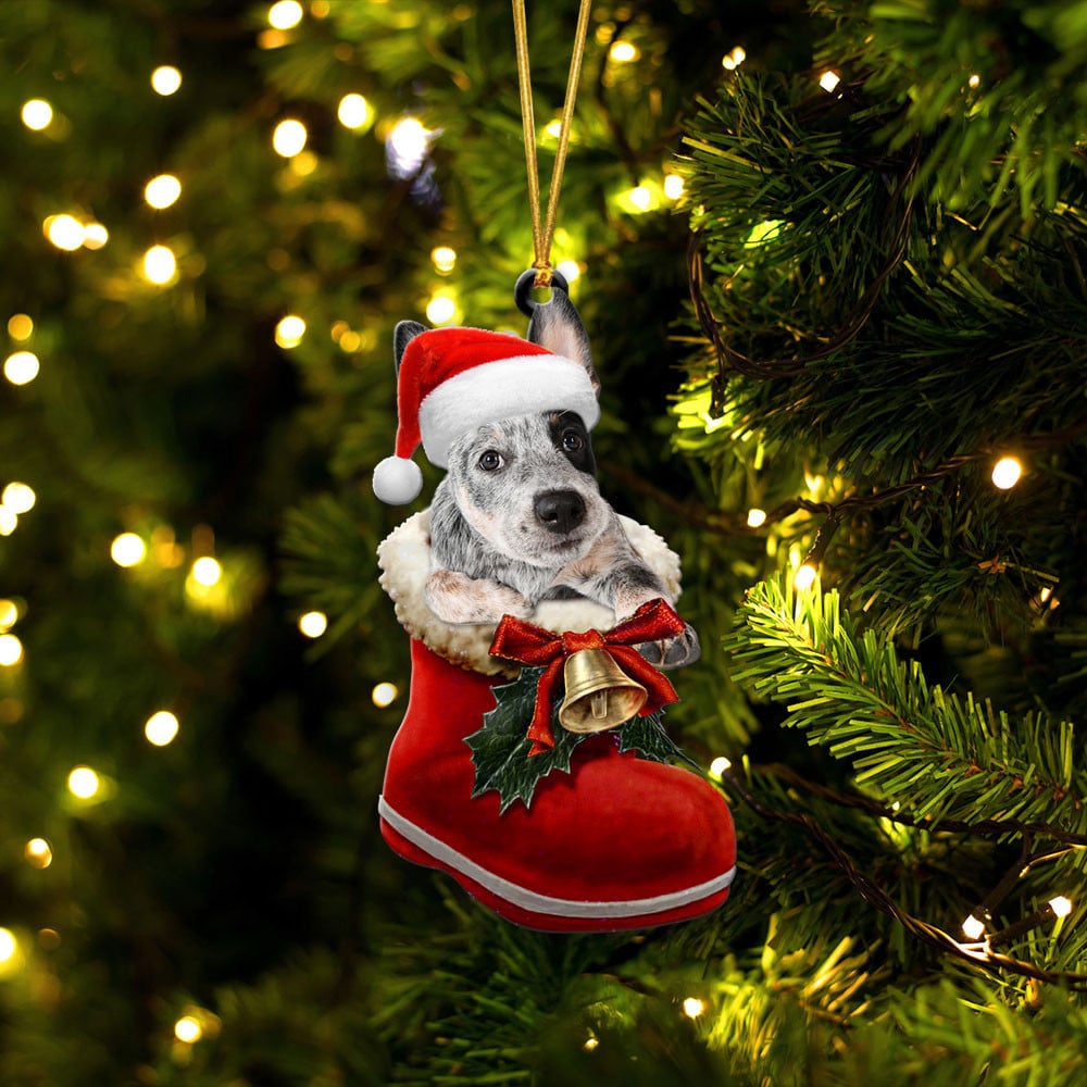 Australian Cattle Dog-In Santa Boot Christmas-Two Sided Ornament