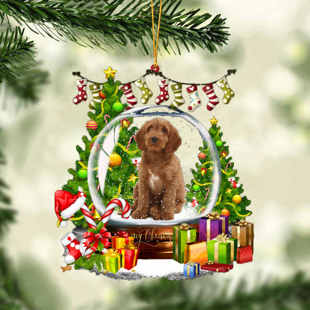 Australian Labradoodle-Christmas Crystal Box Dog-Two Sided Ornament