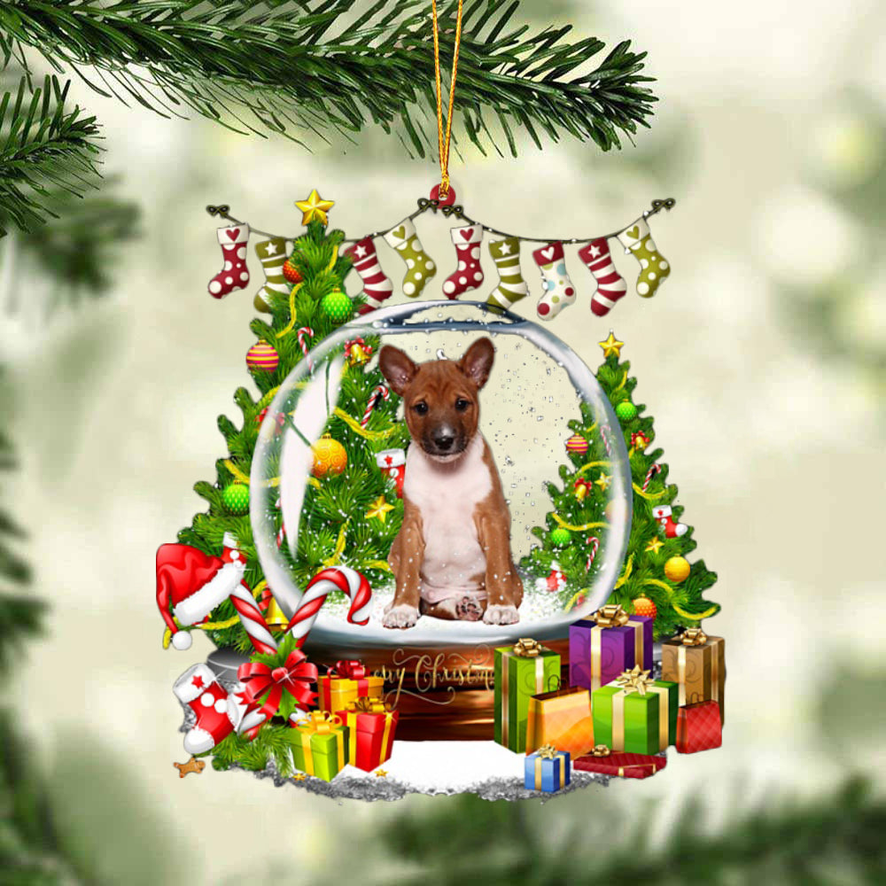 Basenji-Christmas Crystal Box Dog-Two Sided Ornament