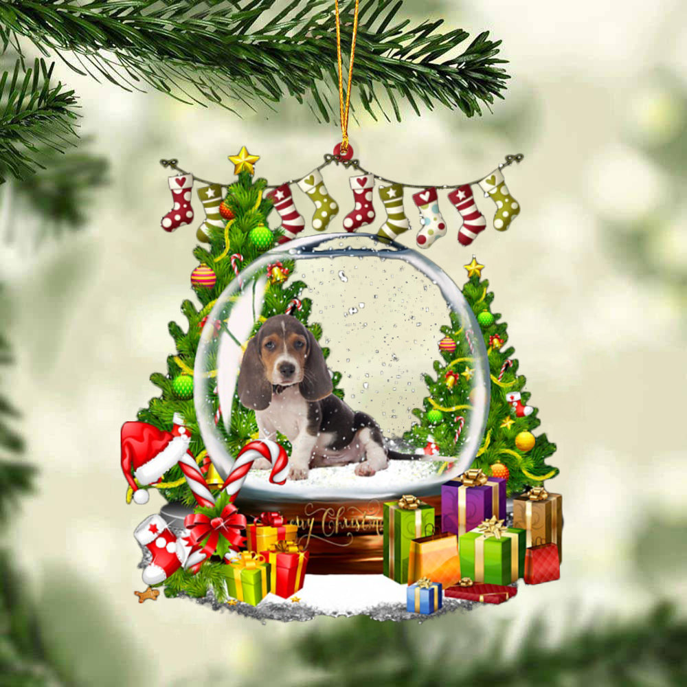 Basset Hound-Christmas Crystal Box Dog-Two Sided Ornament