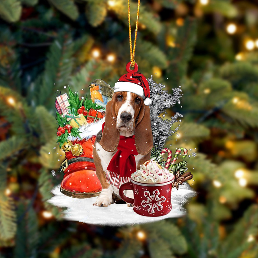 Basset Hound-Winter Cup-Two Sided Ornament
