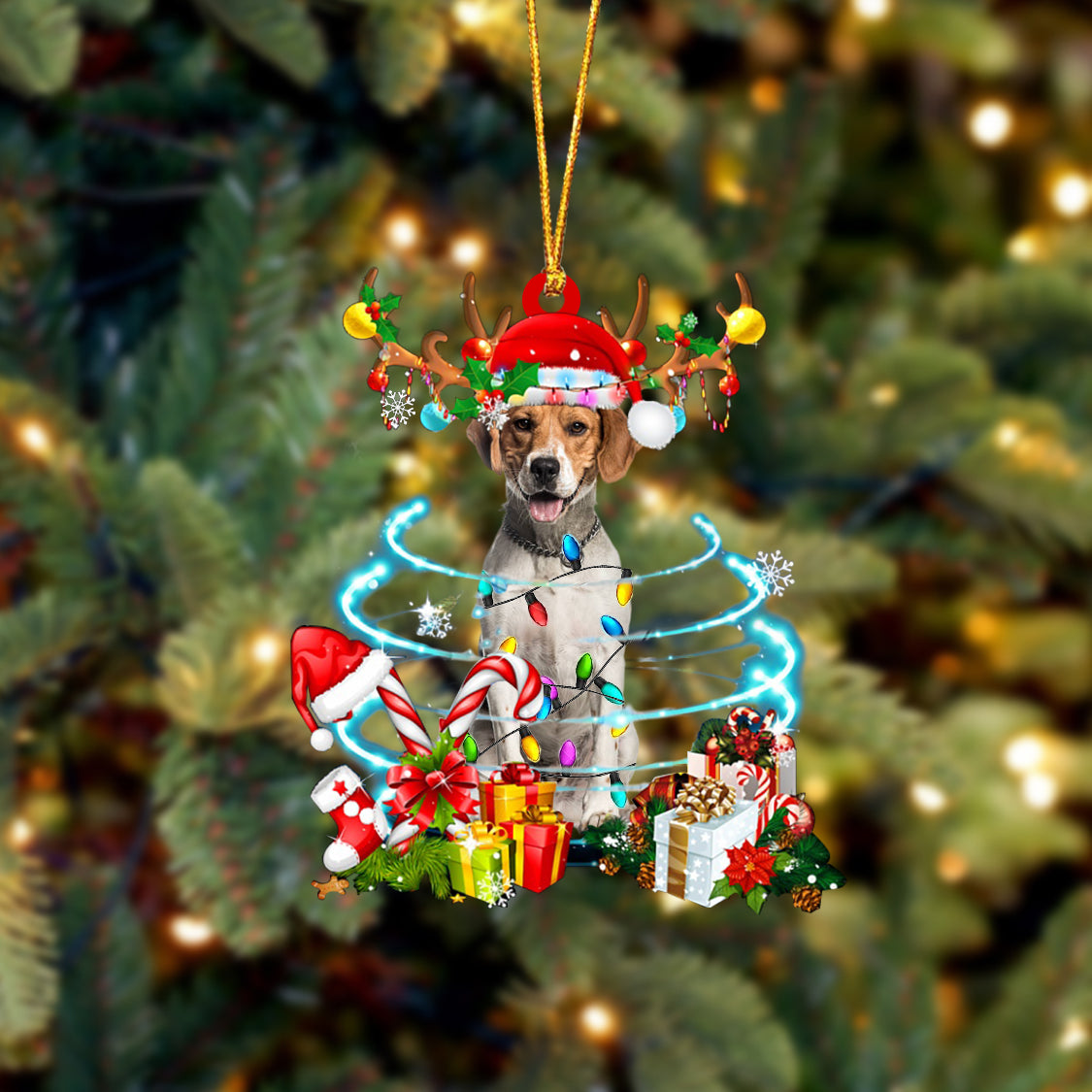 Beagle-Christmas Candy&Gift-Two Sided Ornament