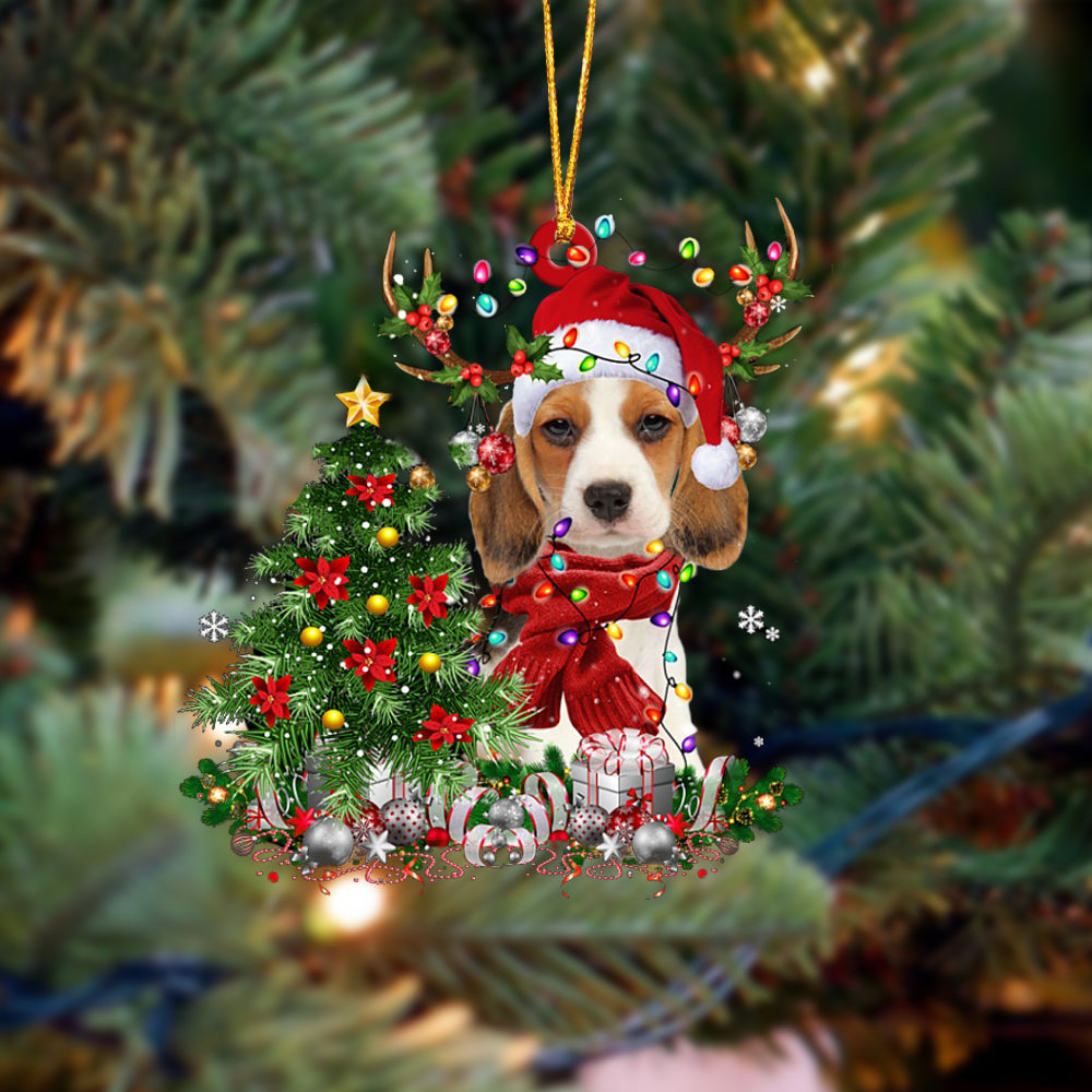 Beagle-Reindeer Christmas-Two Sided Ornament