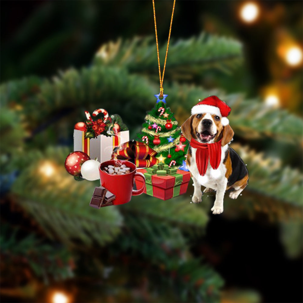 Beagle-Christmas girl-Two Sided Ornament