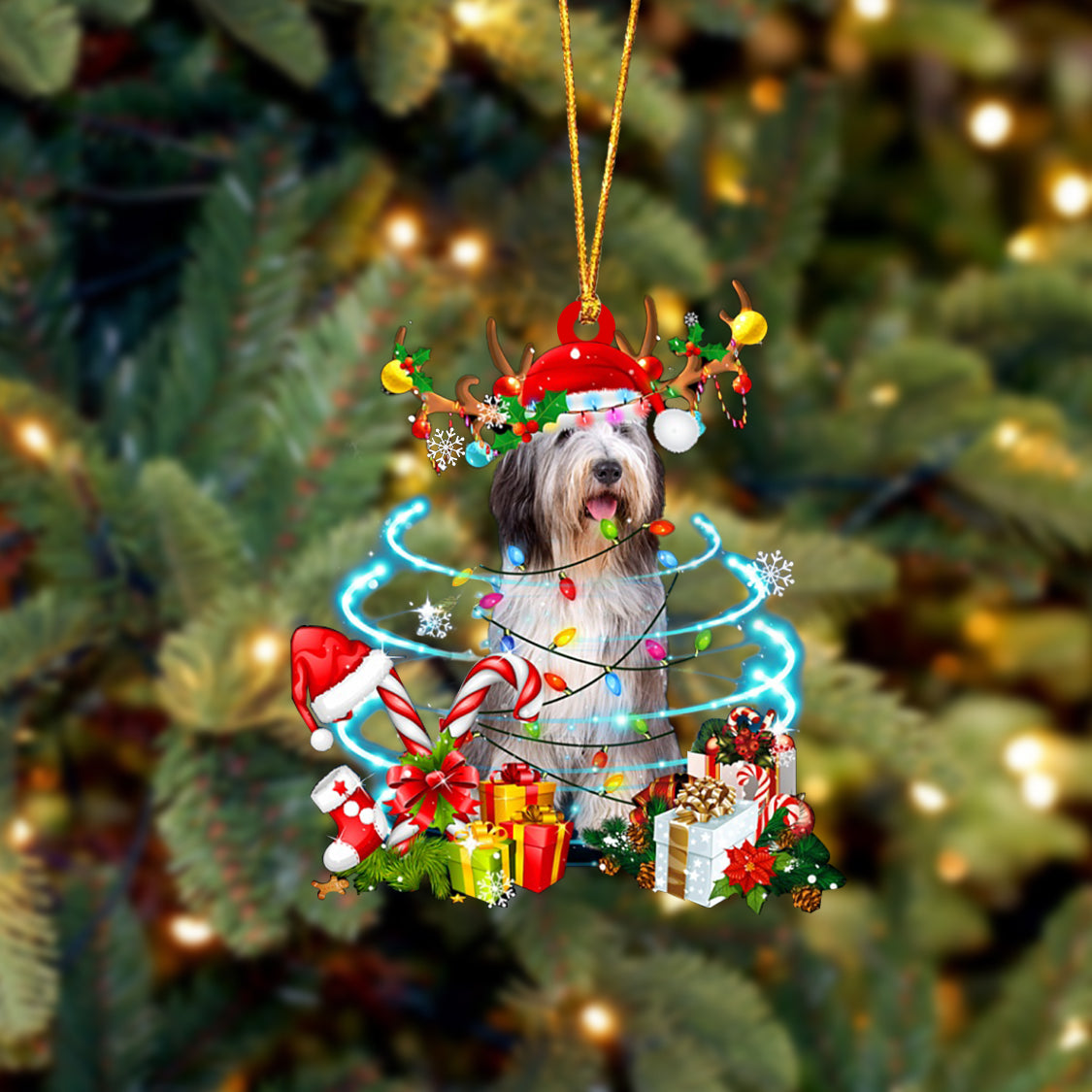 Bearded Collie-Christmas Candy&Gift-Two Sided Ornament