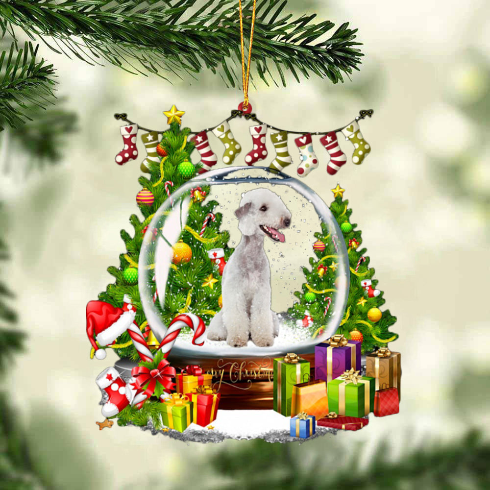 Bedlington Terrier-Christmas Crystal Box Dog-Two Sided Ornament