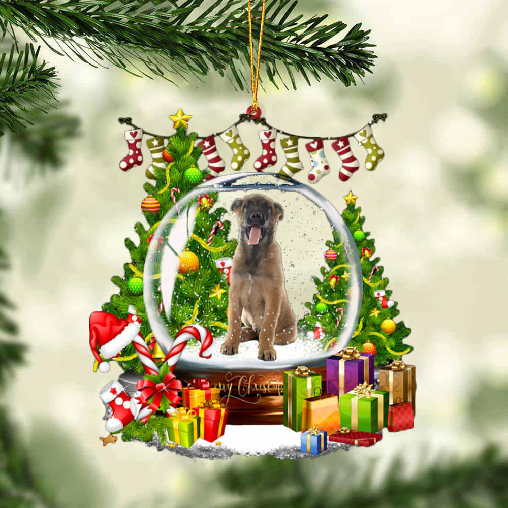 Belgian Shepherd-Christmas Crystal Box Dog-Two Sided Ornament
