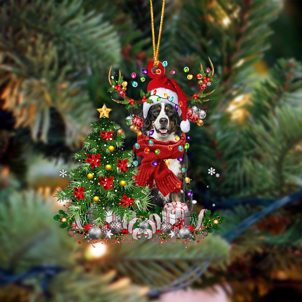 Bernese Mountain-Reindeer Christmas-Two Sided Ornament