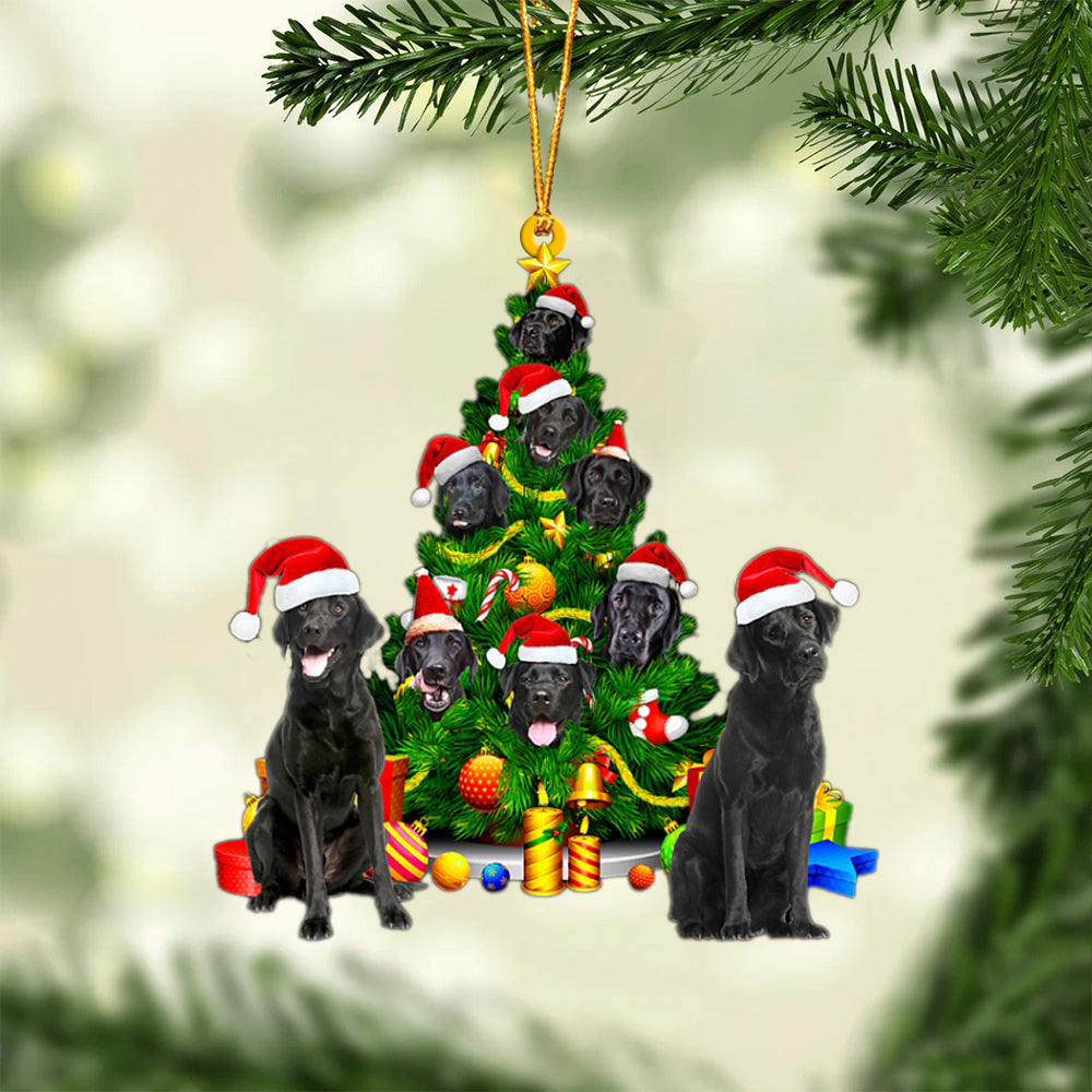 Black Labrador-Xmas Tree&Dog-Two Sided Ornament