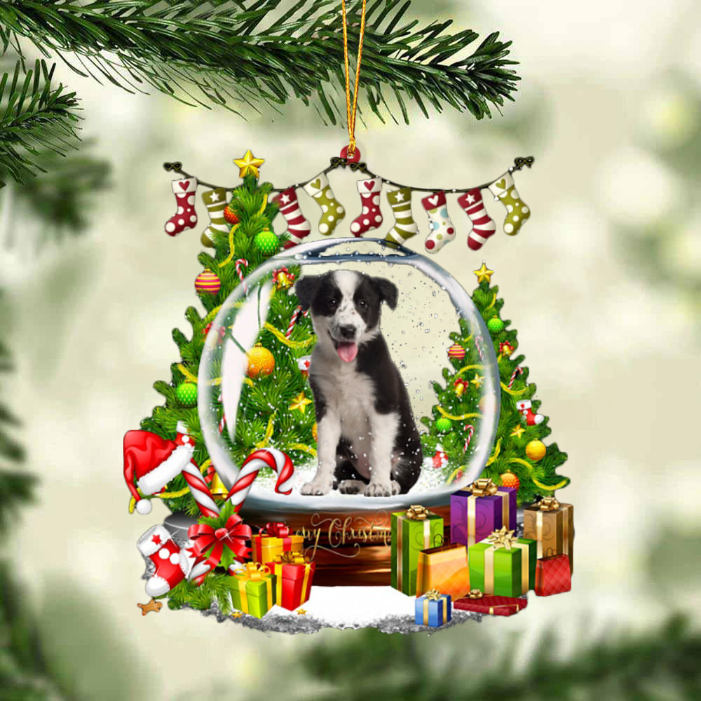 Border Collie-Christmas Crystal Box Dog-Two Sided Ornament