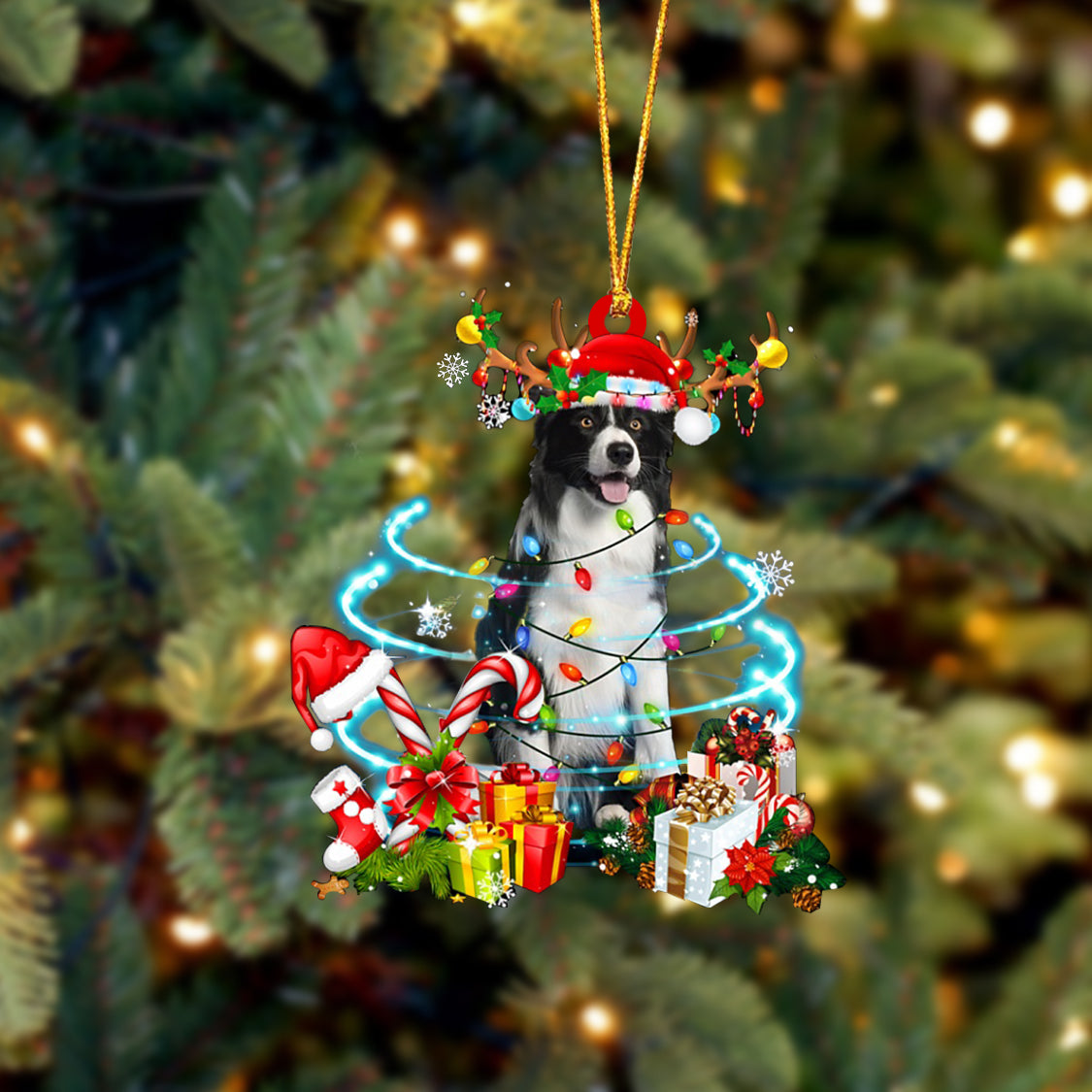 Border Collie (2)-Christmas Candy&Gift-Two Sided Ornament
