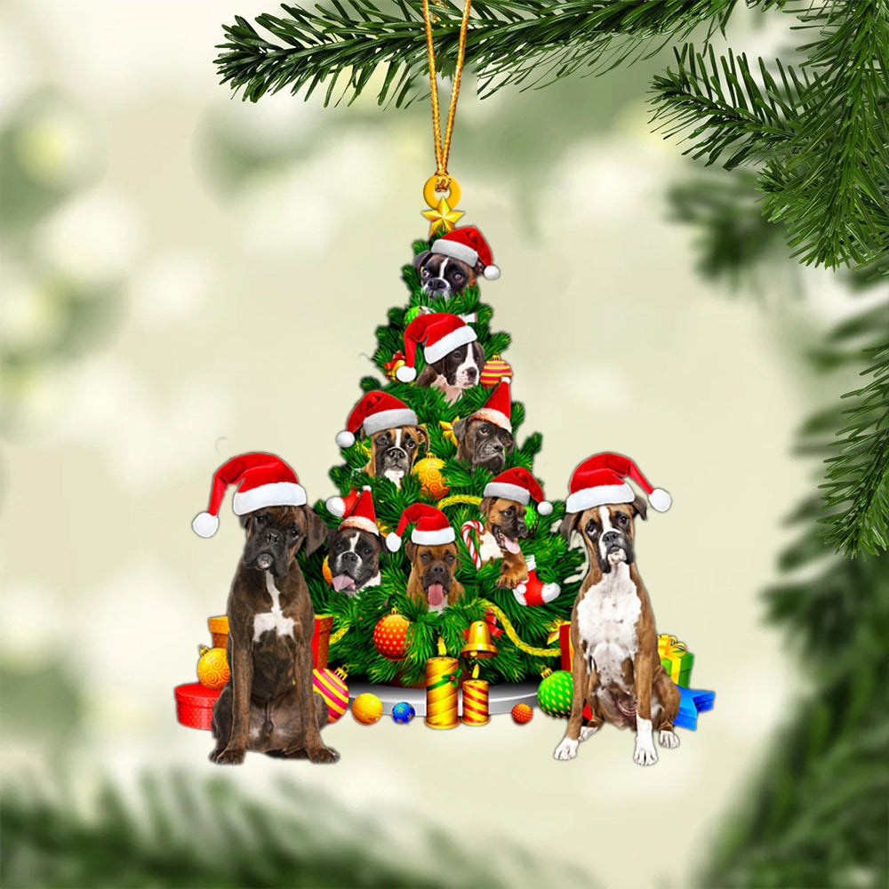 Boxer-Xmas Tree&Dog-Two Sided Ornament