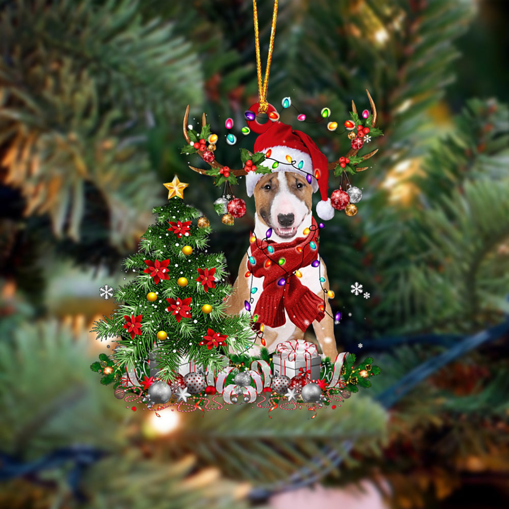 Bull Terrier-Reindeer Christmas-Two Sided Ornament