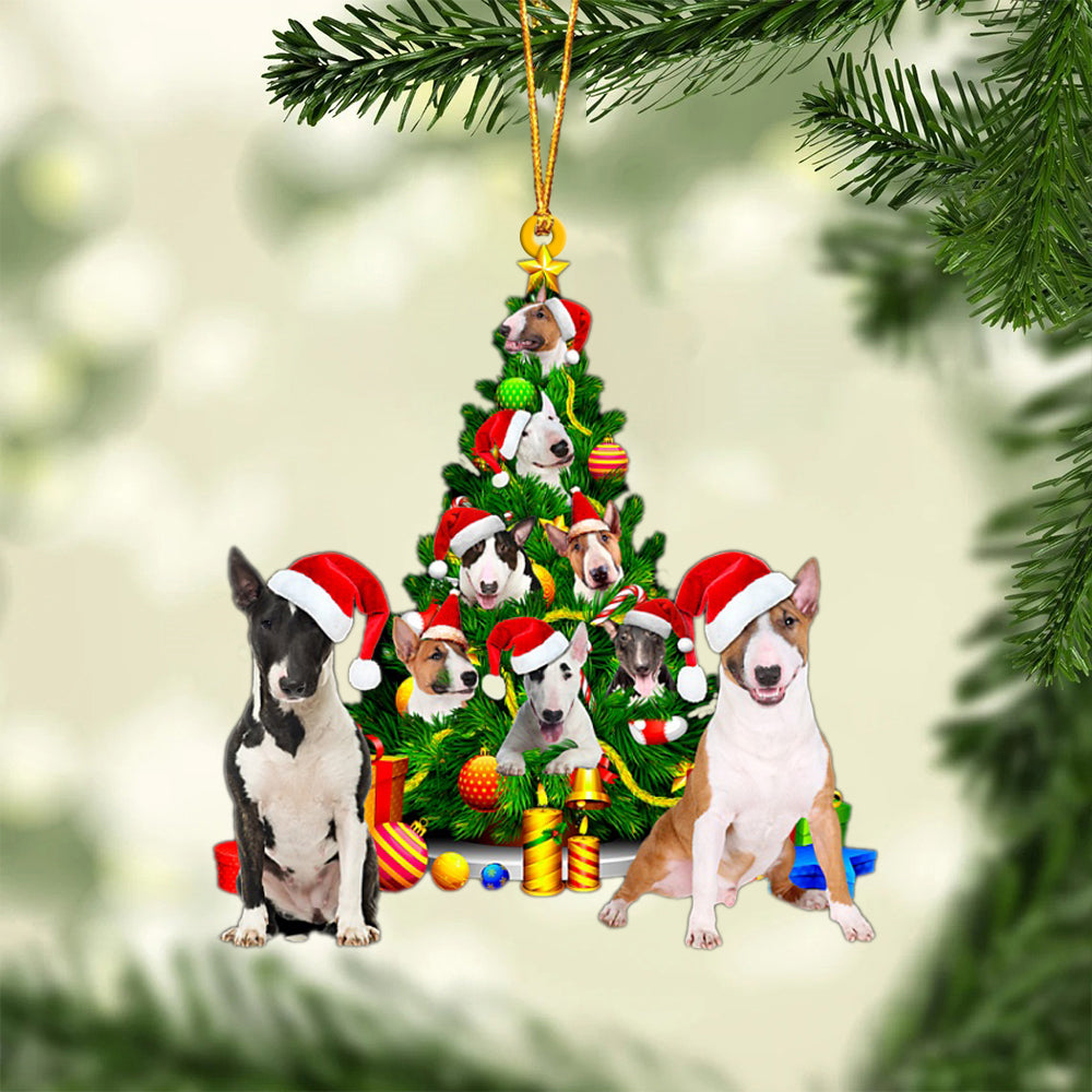 Bull Terrier-Xmas Tree&Dog-Two Sided Ornament