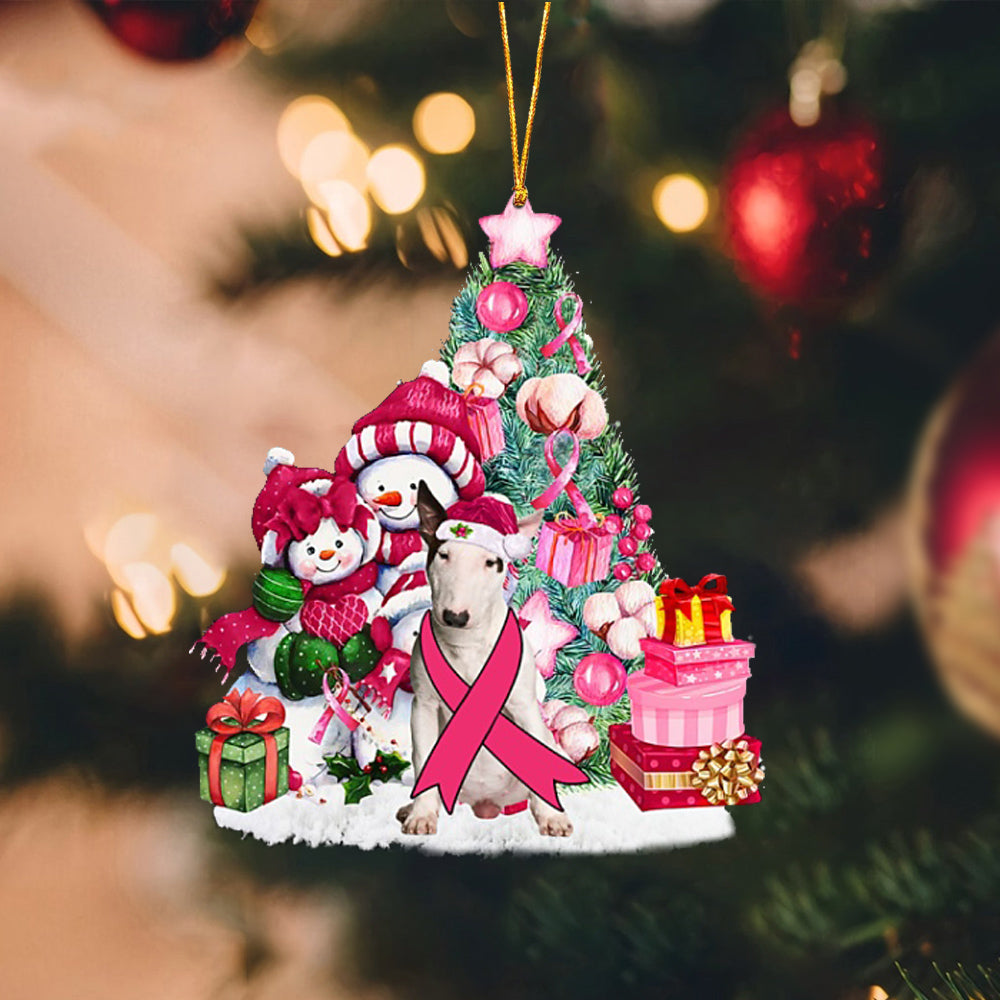 Bull Terrier 1-Christmas in Pink-Two Sided Ornament