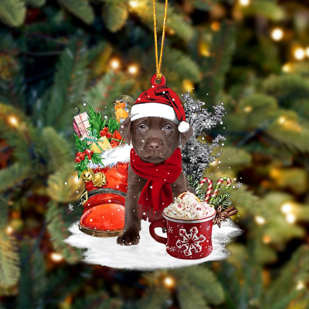 CHOCOLATE Labrador-Winter Cup-Two Sided Ornament