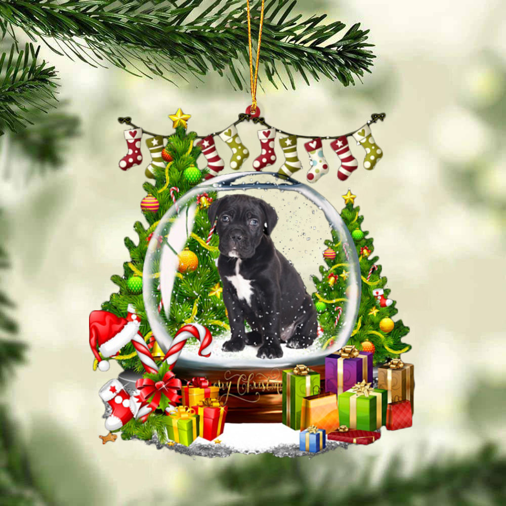 Cane Corso-Christmas Crystal Box Dog-Two Sided Ornament