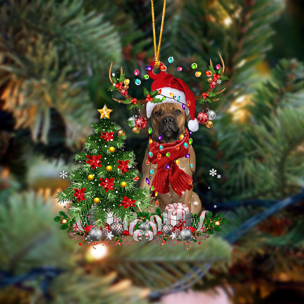 Cane Corso-Reindeer Christmas-Two Sided Ornament