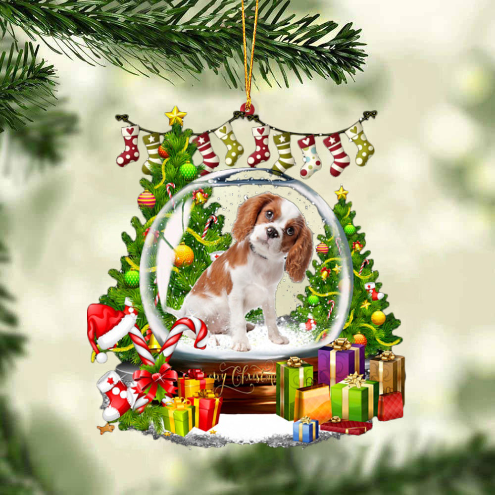 Cavalier King Charles Spaniel-Christmas Crystal Box Dog-Two Sided Ornament