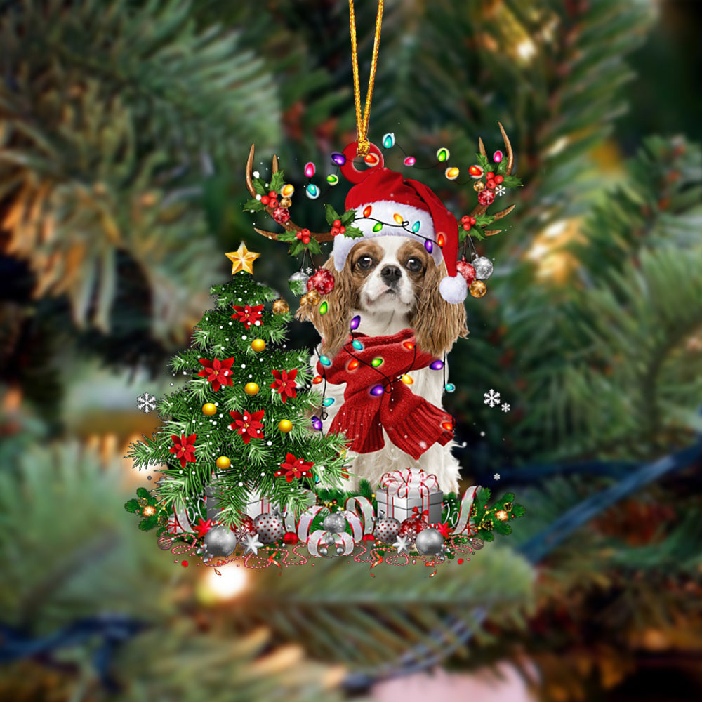 Cavalier King Charles Spaniel-Reindeer Christmas-Two Sided Ornament