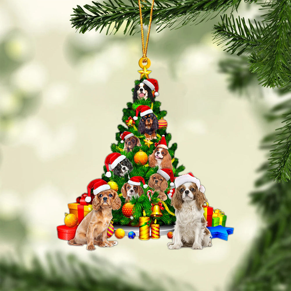 Cavalier King Charles Spaniel-Xmas Tree&Dog-Two Sided Ornament
