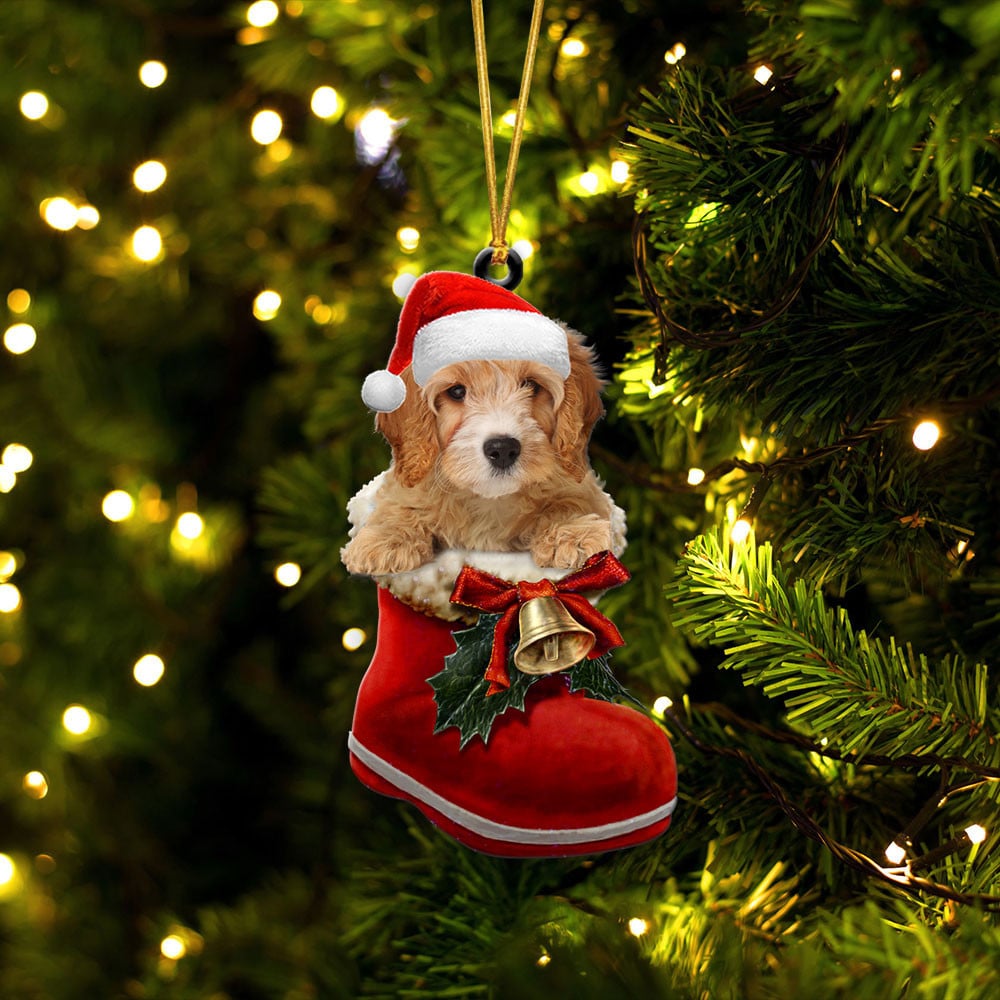 Cavapoo-In Santa Boot Christmas-Two Sided Ornament