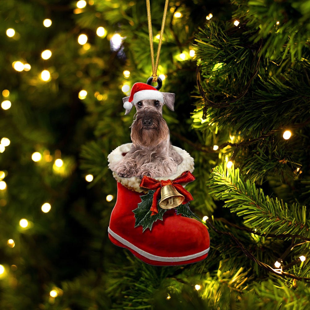 Cesky Terrier-In Santa Boot Christmas-Two Sided Ornament