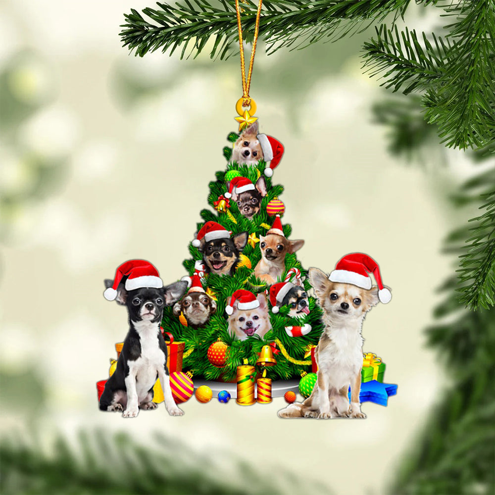 Chihuahua-Xmas Tree&Dog-Two Sided Ornament