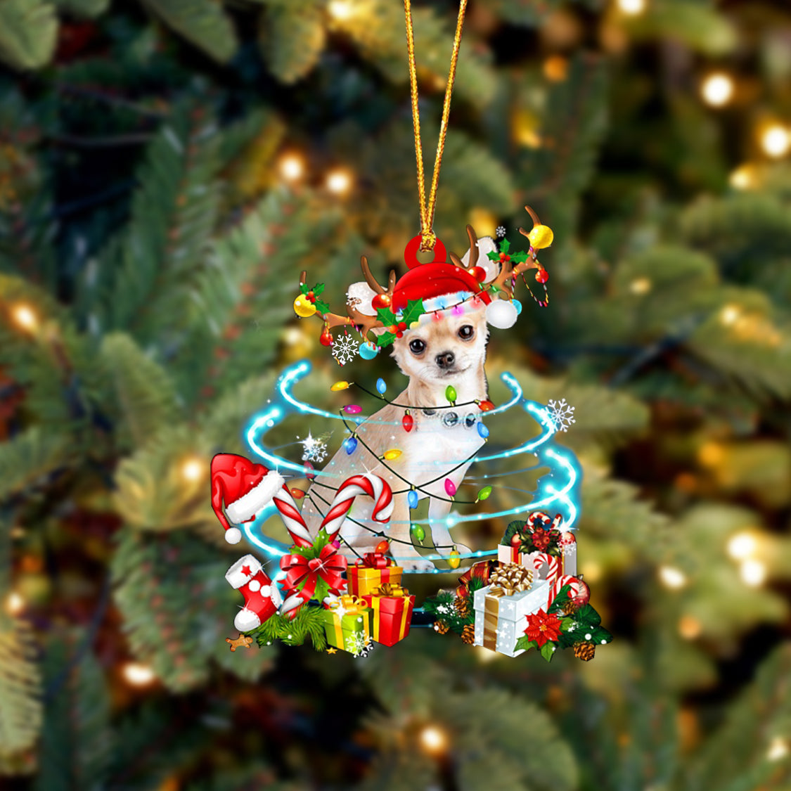 Chihuahua 2-Christmas Candy&Gift-Two Sided Ornament