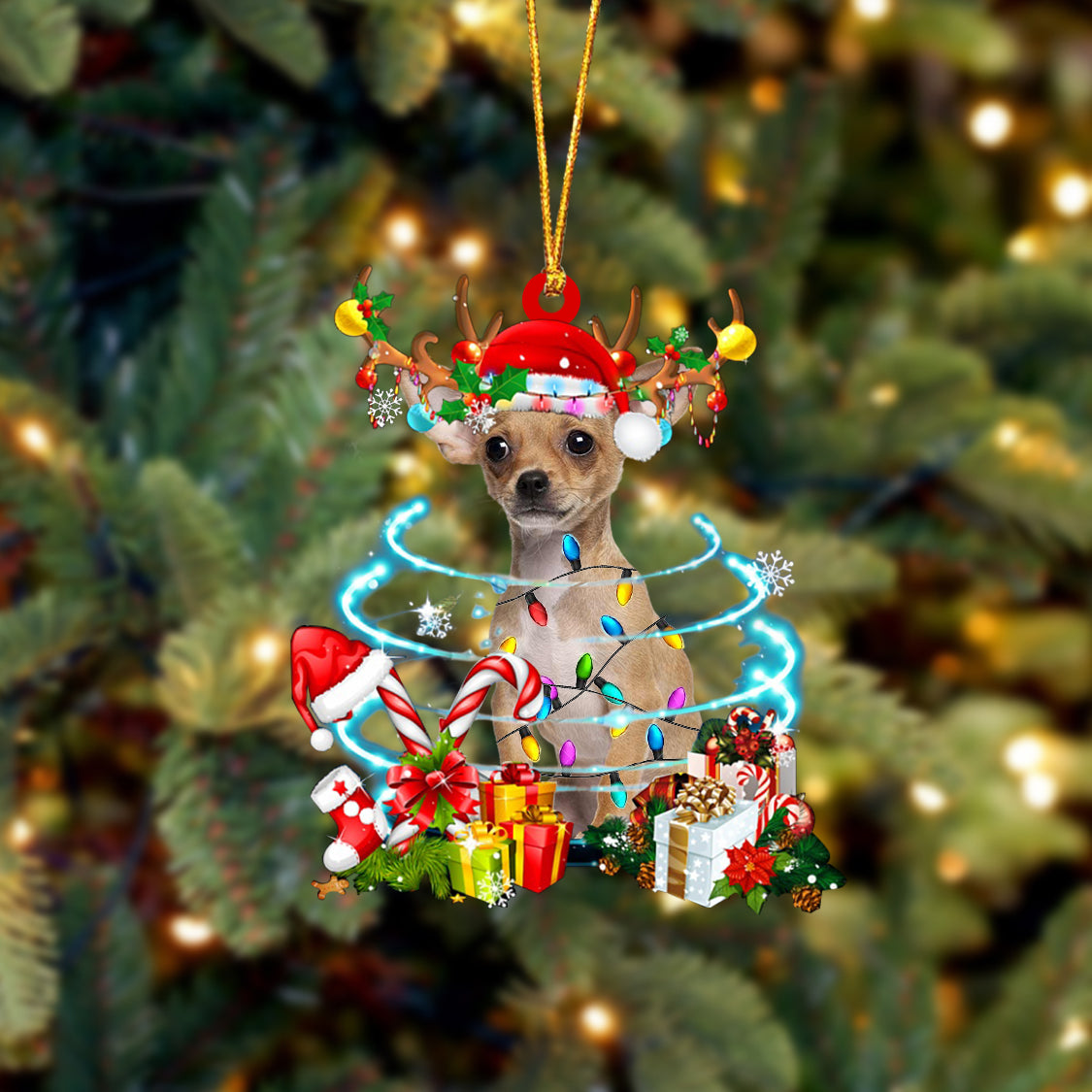 Chihuahua 4-Christmas Candy&Gift-Two Sided Ornament