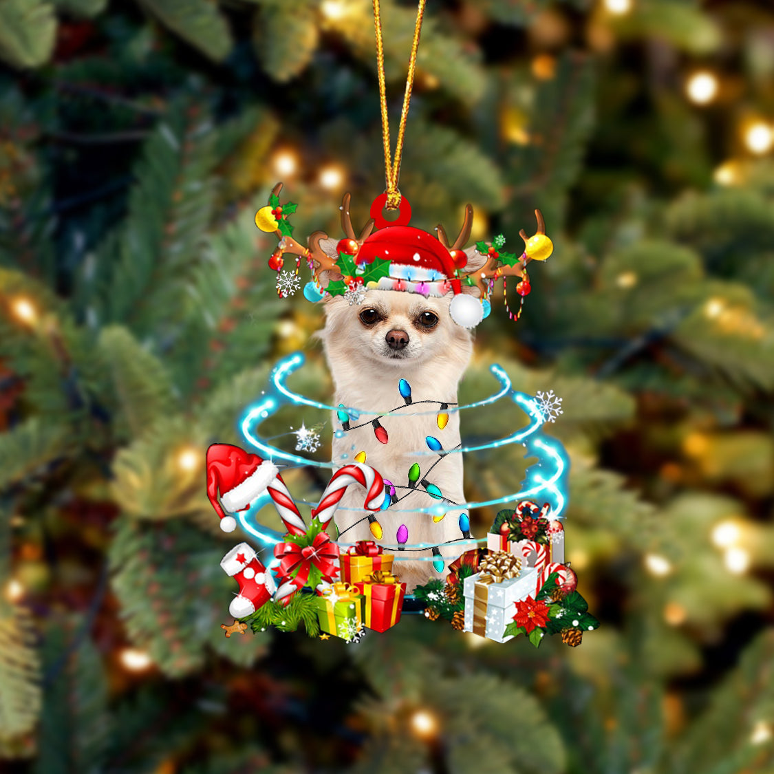 Chihuahua 5-Christmas Candy&Gift-Two Sided Ornament
