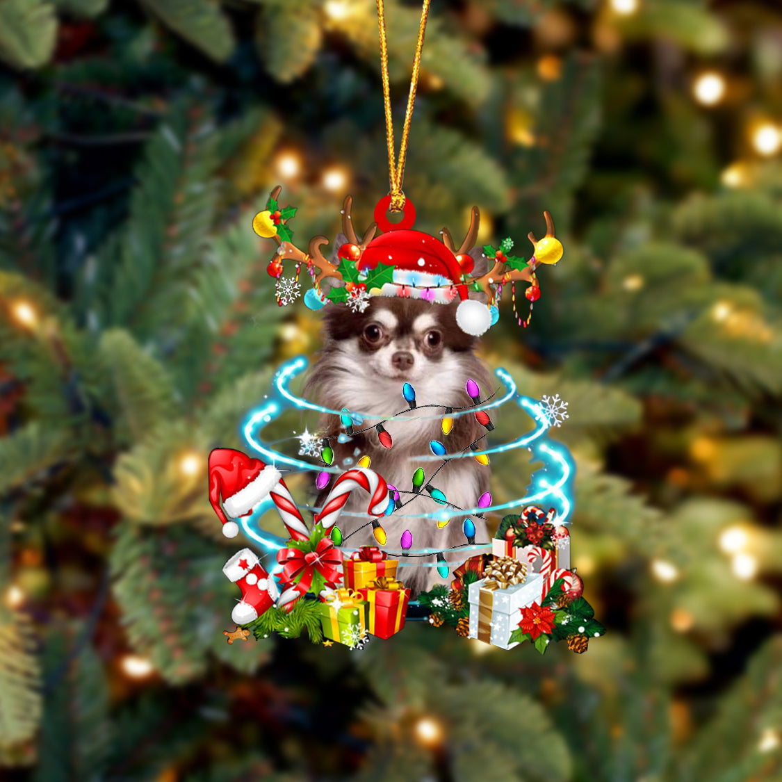 Chihuahua 7-Christmas Candy&Gift-Two Sided Ornament