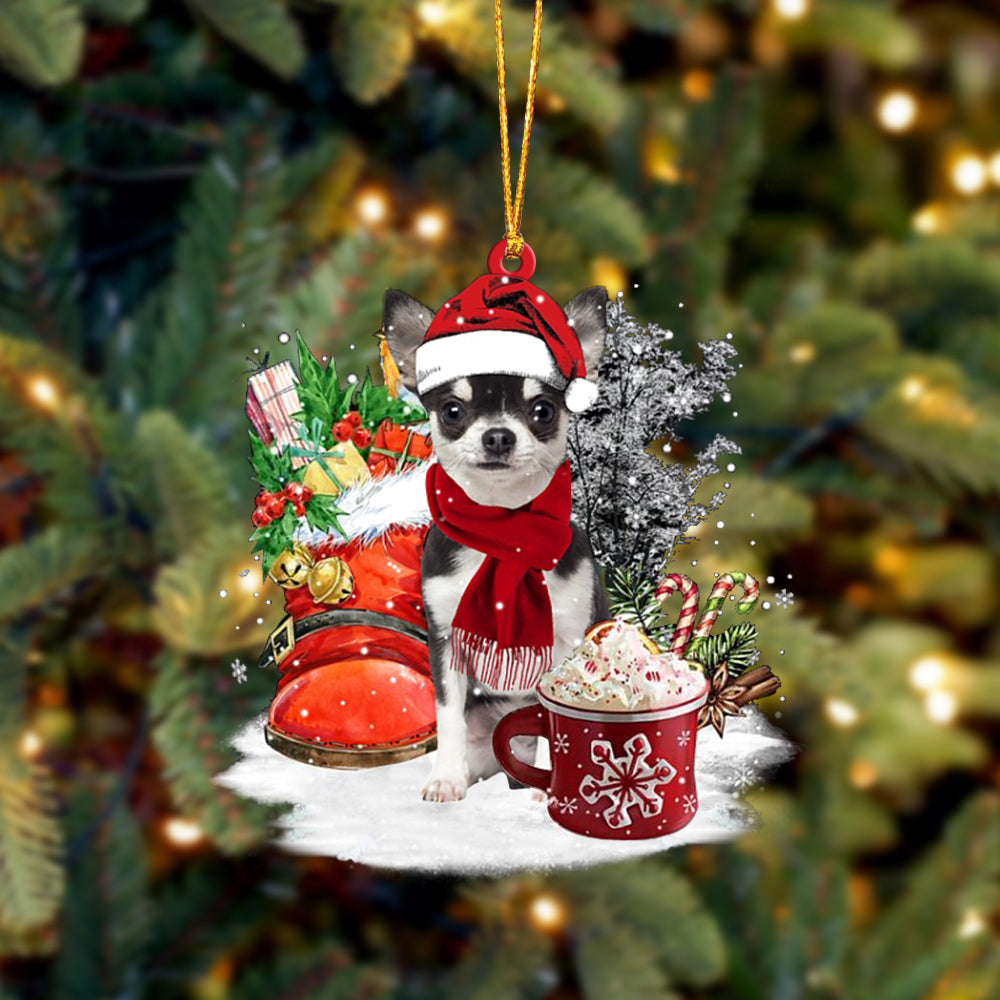 Chihuahua(BLACK)-Winter Cup-Two Sided Ornament