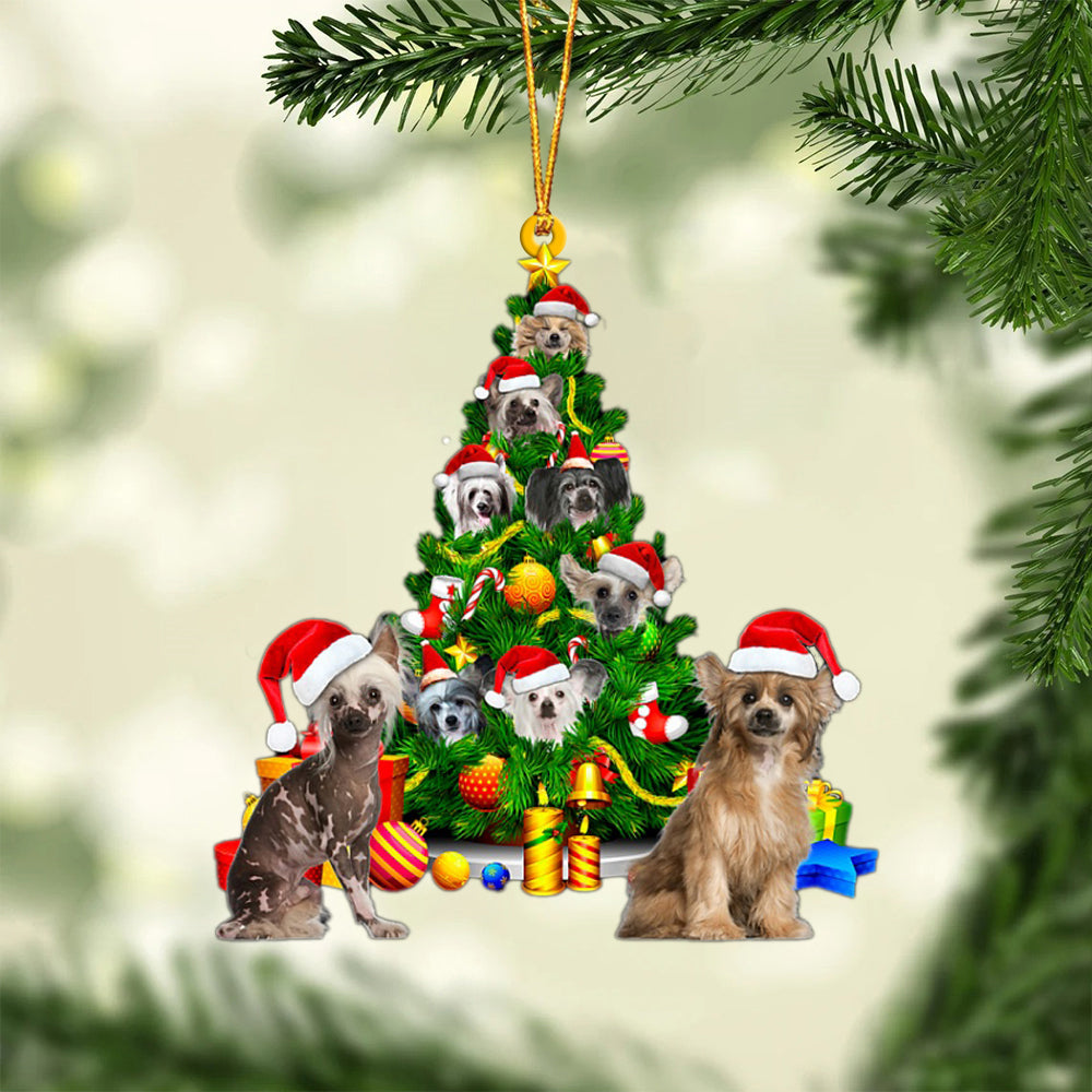 Chinese Crested Dog-Xmas Tree&Dog-Two Sided Ornament