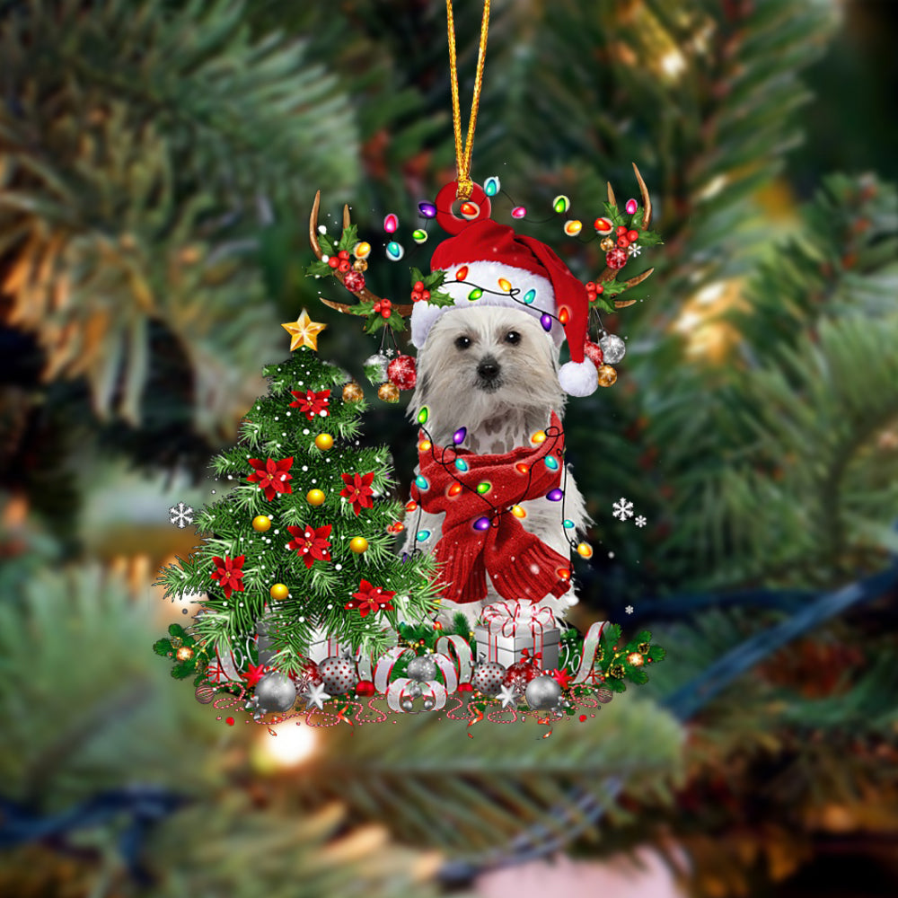 Chinese Crested dog-Reindeer Christmas-Two Sided Ornament