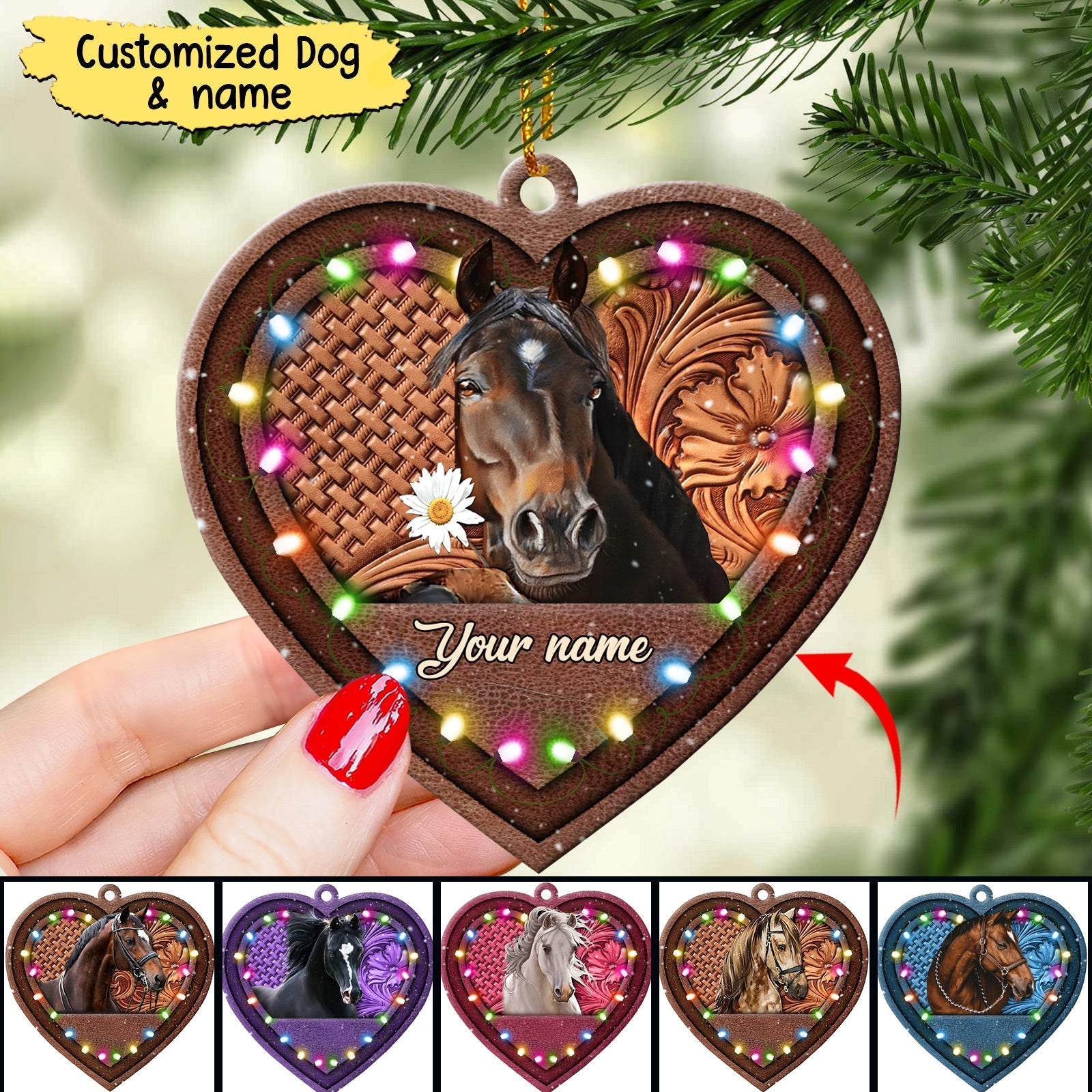 Christmas Love Horse Breeds Custom Name Personalized Ornament