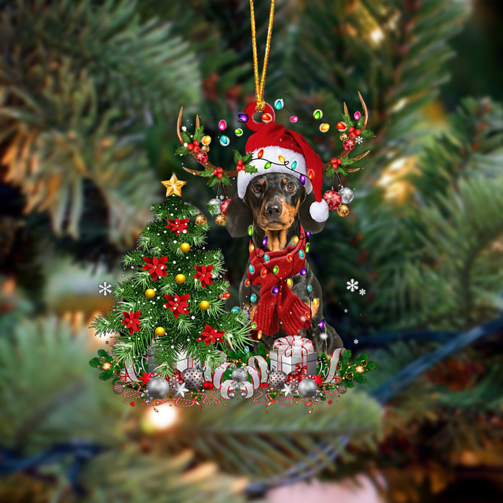 Dachshund-Reindeer Christmas-Two Sided Ornament