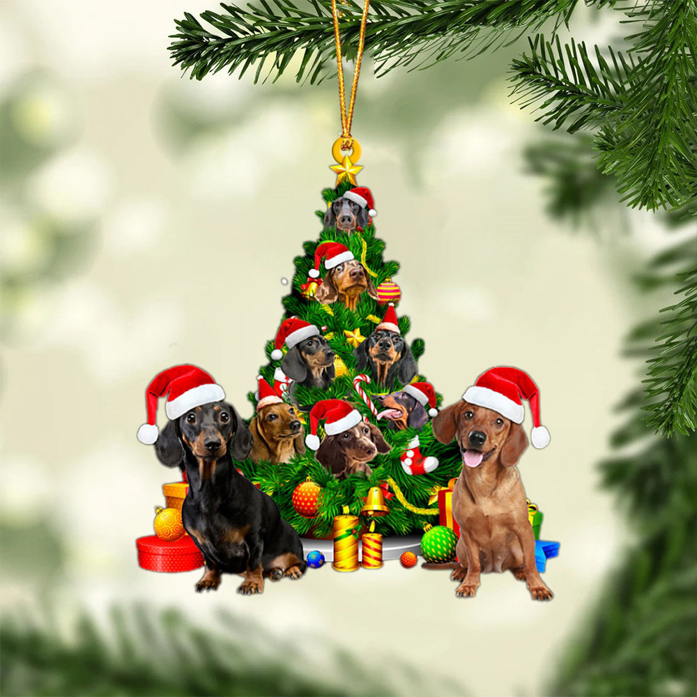 Dachshund-Xmas Tree&Dog-Two Sided Ornament