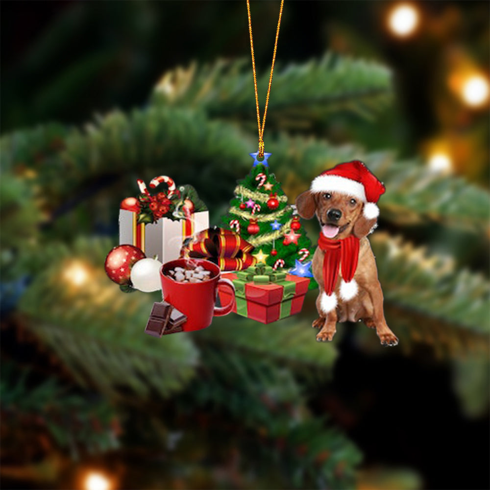 Dachshund (2)-Christmas girl-Two Sided Ornament