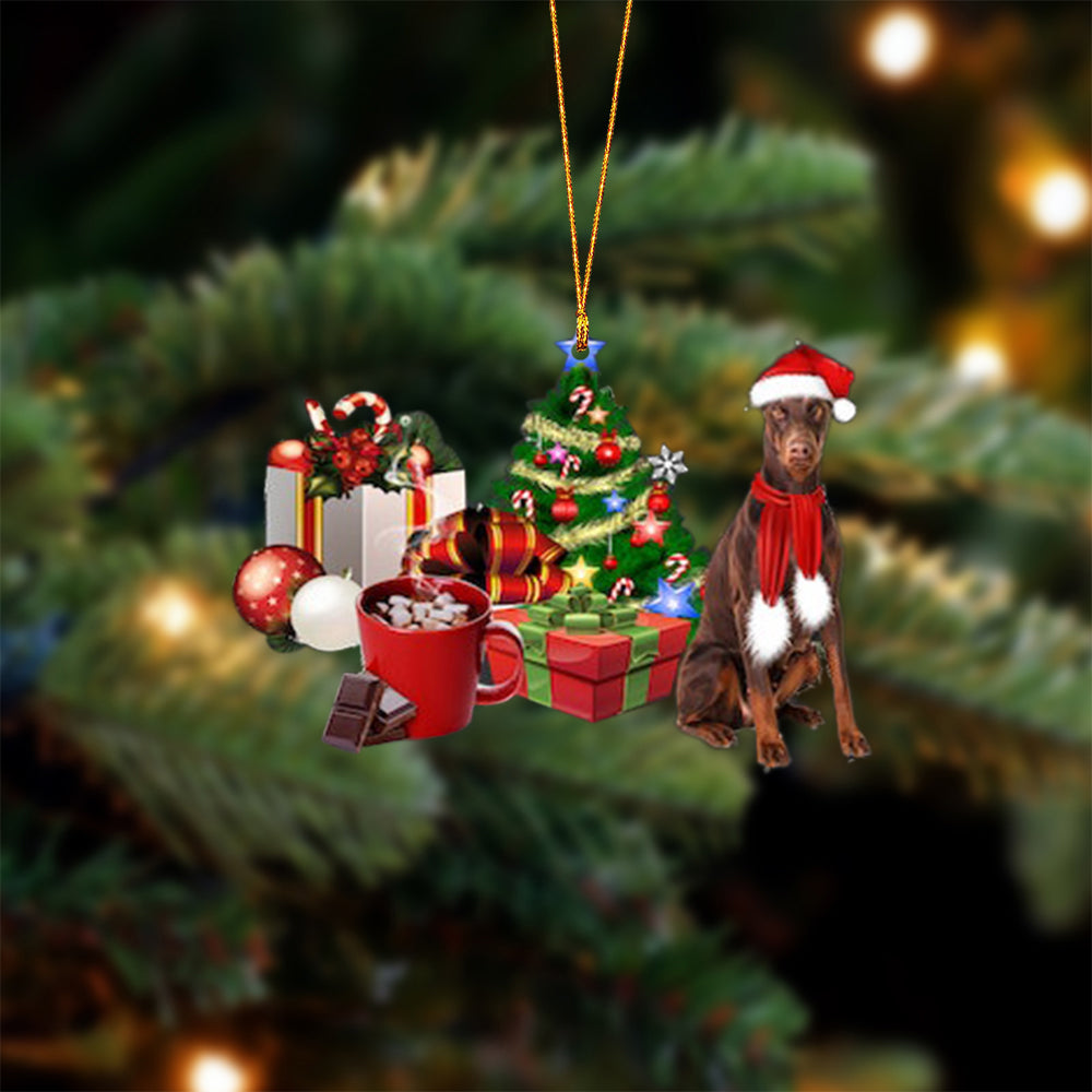 Doberman-Christmas girl-Two Sided Ornament